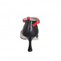 Woman's pointy open T-strap shoe in black, red and cream-colored leather heel 7 - Available sizes:  32, 35