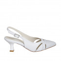 Zapato destalonado a punta para mujer en piel blanca tacon 5 - Tallas disponibles:  35, 46