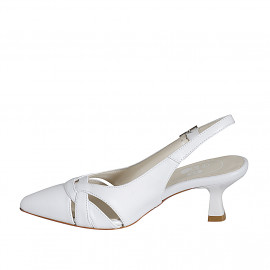 Slingback da donna in pelle bianca tacco 5 - Misure disponibili: 35, 46 2