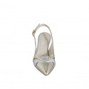 Slingback à bout pointu pour femmes en cuir lamé platine et argent talon 5 - Pointures disponibles:  34, 35, 42, 43, 45, 46