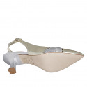 Slingback à bout pointu pour femmes en cuir lamé platine et argent talon 5 - Pointures disponibles:  34, 35, 42, 43, 45, 46