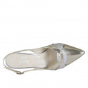 Slingback à bout pointu pour femmes en cuir lamé platine et argent talon 5 - Pointures disponibles:  34, 35, 42, 43, 45, 46