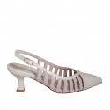 Slingback à bout pointu pour femmes en cuir verni et daim rose clair talon 5 - Pointures disponibles:  33, 34, 35, 42, 43, 44, 46