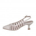 Slingback à bout pointu pour femmes en cuir verni et daim rose clair talon 5 - Pointures disponibles:  33, 34, 35, 42, 43, 44, 46