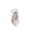 Slingback à bout pointu pour femmes en cuir verni et daim rose clair talon 5 - Pointures disponibles:  33, 34, 35, 42, 43, 44, 46