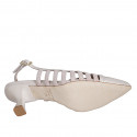 Slingback à bout pointu pour femmes en cuir verni et daim rose clair talon 5 - Pointures disponibles:  33, 34, 35, 42, 43, 44, 46