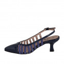 Slingback à bout pointu pour femmes en cuir verni et daim bleu talon 5 - Pointures disponibles:  32, 33, 34, 35, 42, 43, 44, 45, 46