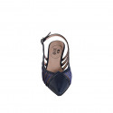 Slingback à bout pointu pour femmes en cuir verni et daim bleu talon 5 - Pointures disponibles:  32, 33, 34, 35, 42, 43, 44, 45, 46