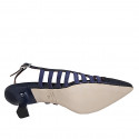 Slingback à bout pointu pour femmes en cuir verni et daim bleu talon 5 - Pointures disponibles:  32, 33, 34, 35, 42, 43, 44, 45, 46