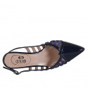 Slingback à bout pointu pour femmes en cuir verni et daim bleu talon 5 - Pointures disponibles:  32, 33, 34, 35, 42, 43, 44, 45, 46