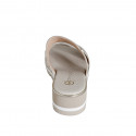 Woman's mule with elastic band and buttons in light beige leather wedge heel 4 - Available sizes:  33, 34, 35, 42, 43, 44, 46