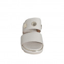 Woman's mule with elastic band and buttons in light beige leather wedge heel 4 - Available sizes:  33, 34, 35, 42, 43, 44, 46