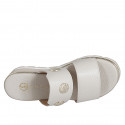 Woman's mule with elastic band and buttons in light beige leather wedge heel 4 - Available sizes:  33, 34, 35, 42, 43, 44, 46
