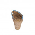 Mule pour femmes en daim bleuet et bleu clair avec fermeture velcro, plateforme et talon compensé 7 - Pointures disponibles:  31, 32, 33, 34