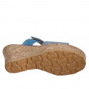 Mule pour femmes en daim bleuet et bleu clair avec fermeture velcro, plateforme et talon compensé 7 - Pointures disponibles:  31, 32, 33, 34