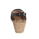 Sandale pour femmes en cuir noir talon compensé 5 - Pointures disponibles:  33, 34