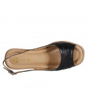 Sandale pour femmes en cuir noir talon compensé 5 - Pointures disponibles:  33, 34