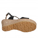 Woman's sandal in black leather and suede with rhinestones, platform and wedge 7 - Available sizes:  31, 32, 33, 35, 42, 43, 44, 45