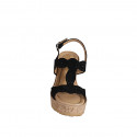 Sandale pour femmes en daim noir avec strass, plateforme et talon compensé 9 - Pointures disponibles:  31, 32, 34, 35