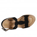 Sandale pour femmes en daim noir avec strass, plateforme et talon compensé 9 - Pointures disponibles:  31, 32, 34, 35