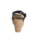 Sandale pour femmes en cuir noir avec courroie et plateforme talon compensé 9 - Pointures disponibles:  31, 34, 35