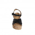 Sandale pour femmes en cuir noir avec courroie et plateforme talon compensé 9 - Pointures disponibles:  31, 34, 35