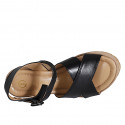 Sandale pour femmes en cuir noir avec courroie et plateforme talon compensé 9 - Pointures disponibles:  31, 34, 35