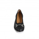 Escarpin pour femmes avec semelle amovible et accessoire en cuir perforé noir talon compensé 4 - Pointures disponibles:  32, 33, 34, 35, 42, 43