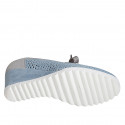 Scarpa stringata da donna in camoscio forato avio e pelle laminato argento con plantare estraibile zeppa 6 - Misure disponibili: 32, 35, 42, 44, 45, 46