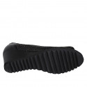 Escarpin pour femmes avec semelle amovible et accessoire en cuir et cuir perforé noir talon compensé 6 - Pointures disponibles:  32, 33, 34
