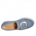 Woman's shoe with elastics and accessory in bluegrey suede heel 3 - Available sizes:  32, 35, 42, 45