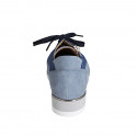 Scarpa stringata da donna con plantare estraibile e cerniera in camoscio azzurro e blu e pelle laminata argento zeppa 3 - Misure disponibili: 33, 35, 42, 44, 46