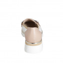 Mocassin pour femmes avec accessoire en cuir blanc, nue et imprimé multicouleur talon compensé 4 - Pointures disponibles:  32, 35, 42, 44, 45, 46
