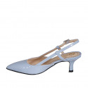 Zapato destalonado a punta para mujer en charol azul grisaceo tacon 6 - Tallas disponibles:  35
