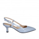 Zapato destalonado a punta para mujer en charol azul grisaceo tacon 6 - Tallas disponibles:  35