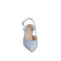 Zapato destalonado a punta para mujer en charol azul grisaceo tacon 6 - Tallas disponibles:  35