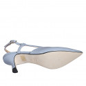 Zapato destalonado a punta para mujer en charol azul grisaceo tacon 6 - Tallas disponibles:  35