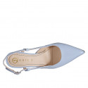Zapato destalonado a punta para mujer en charol azul grisaceo tacon 6 - Tallas disponibles:  35