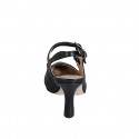 Mary Jane à bout pointu ouverte au talon pour femmes avec deux courroies en cuir noir talon 7 - Pointures disponibles:  42, 44
