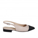 Chaussure ouverte au talon à bout pointu pour femmes en cuir nue et noir avec talon 2 - Pointures disponibles:  35, 42