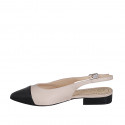 Chaussure ouverte au talon à bout pointu pour femmes en cuir nue et noir avec talon 2 - Pointures disponibles:  35, 42