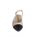 Chaussure ouverte au talon à bout pointu pour femmes en cuir nue et noir avec talon 2 - Pointures disponibles:  35, 42