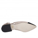 Chaussure ouverte au talon à bout pointu pour femmes en cuir nue et noir avec talon 2 - Pointures disponibles:  35, 42