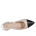Chaussure ouverte au talon à bout pointu pour femmes en cuir nue et noir avec talon 2 - Pointures disponibles:  35, 42
