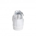 Scarpa stringata da donna con plantare estraibile e cerniera in pelle bianca e laminata argento zeppa 3 - Misure disponibili: 44, 46