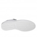 Scarpa stringata da donna con plantare estraibile e cerniera in pelle bianca e laminata argento zeppa 3 - Misure disponibili: 44, 46