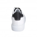 Chaussure avec lacets et semelle amovible en cuir blanc et scintillant noir talon compensé 4 - Pointures disponibles:  42, 44, 46
