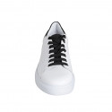 Woman's laced shoe with removable insole in white and black glittered leather wedge heel 4 - Available sizes:  42, 44, 46