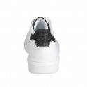 Woman's laced shoe with removable insole in white and black glittered leather wedge heel 3 - Available sizes:  32, 33, 35