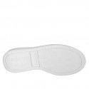 Woman's laced shoe with removable insole in white and black glittered leather wedge heel 3 - Available sizes:  32, 33, 35